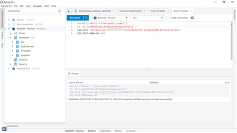 Export data from AWS Redshift to AWS S3 .